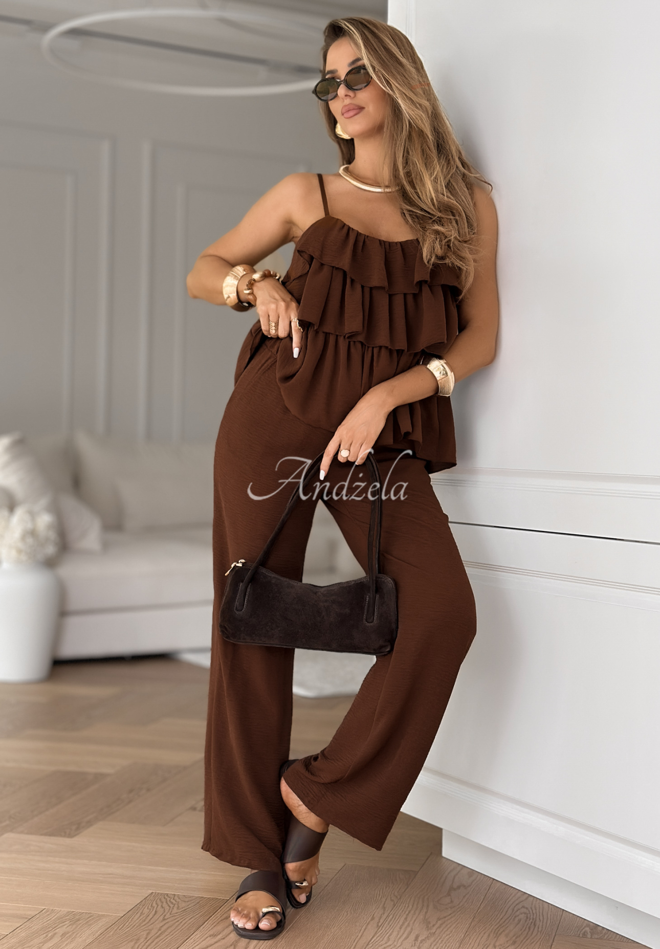 Viscose pants and top set Be Your Own Muse chocolate