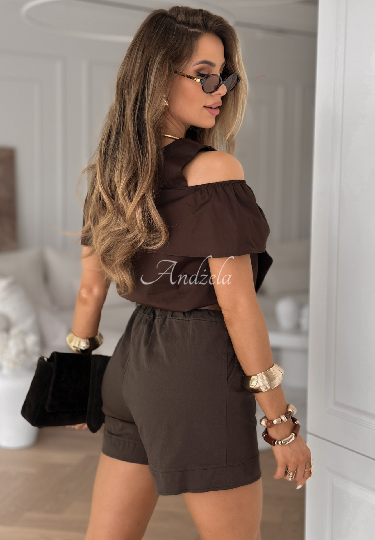 Top z kokardą Paradise Hill czekoladowy