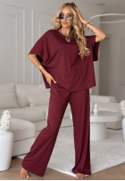 Komplet T-shirt oversize i spodnie Two Halves burgundowy