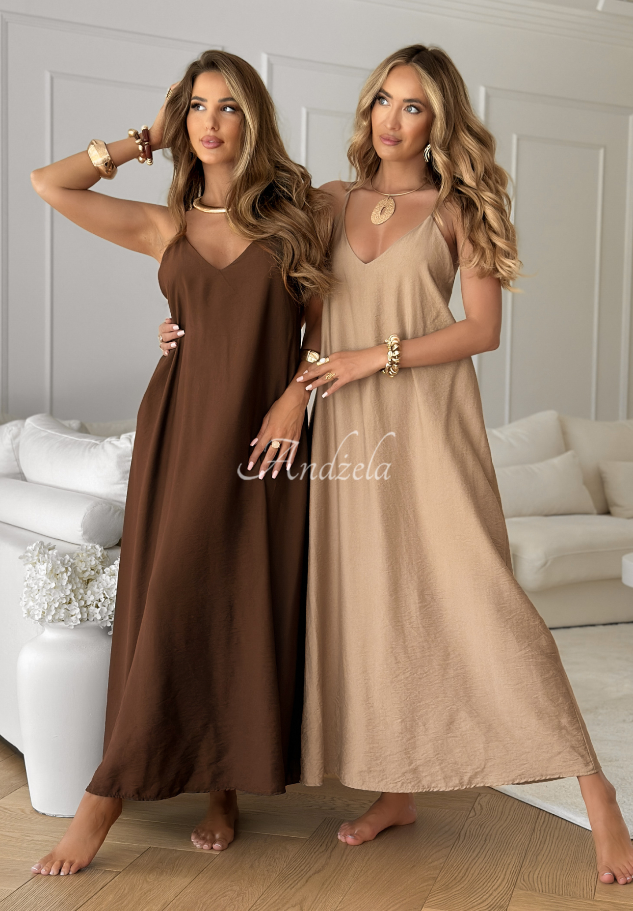Catalina Island chocolate viscose strapless oversize dress