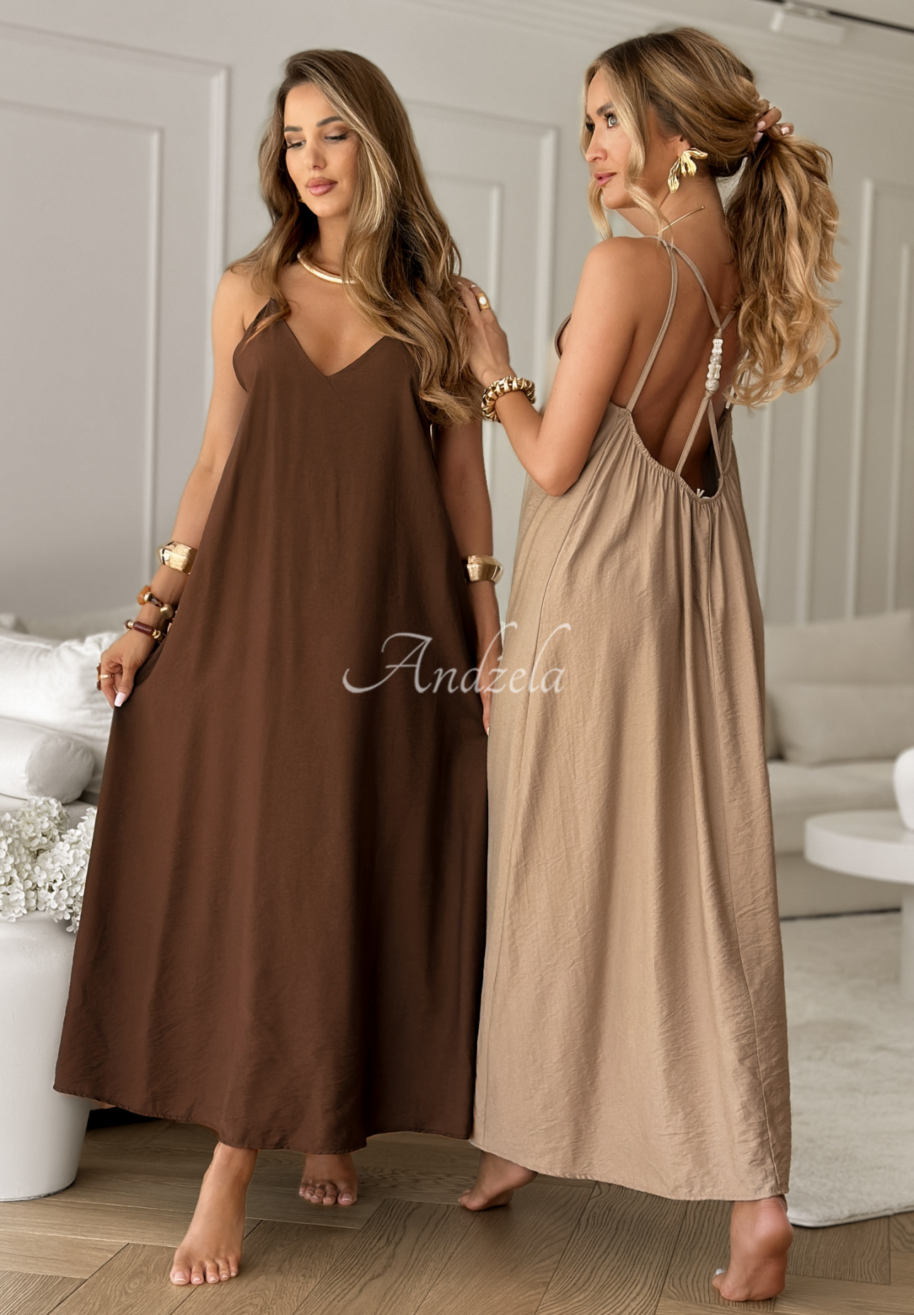 Catalina Island chocolate viscose strapless oversize dress