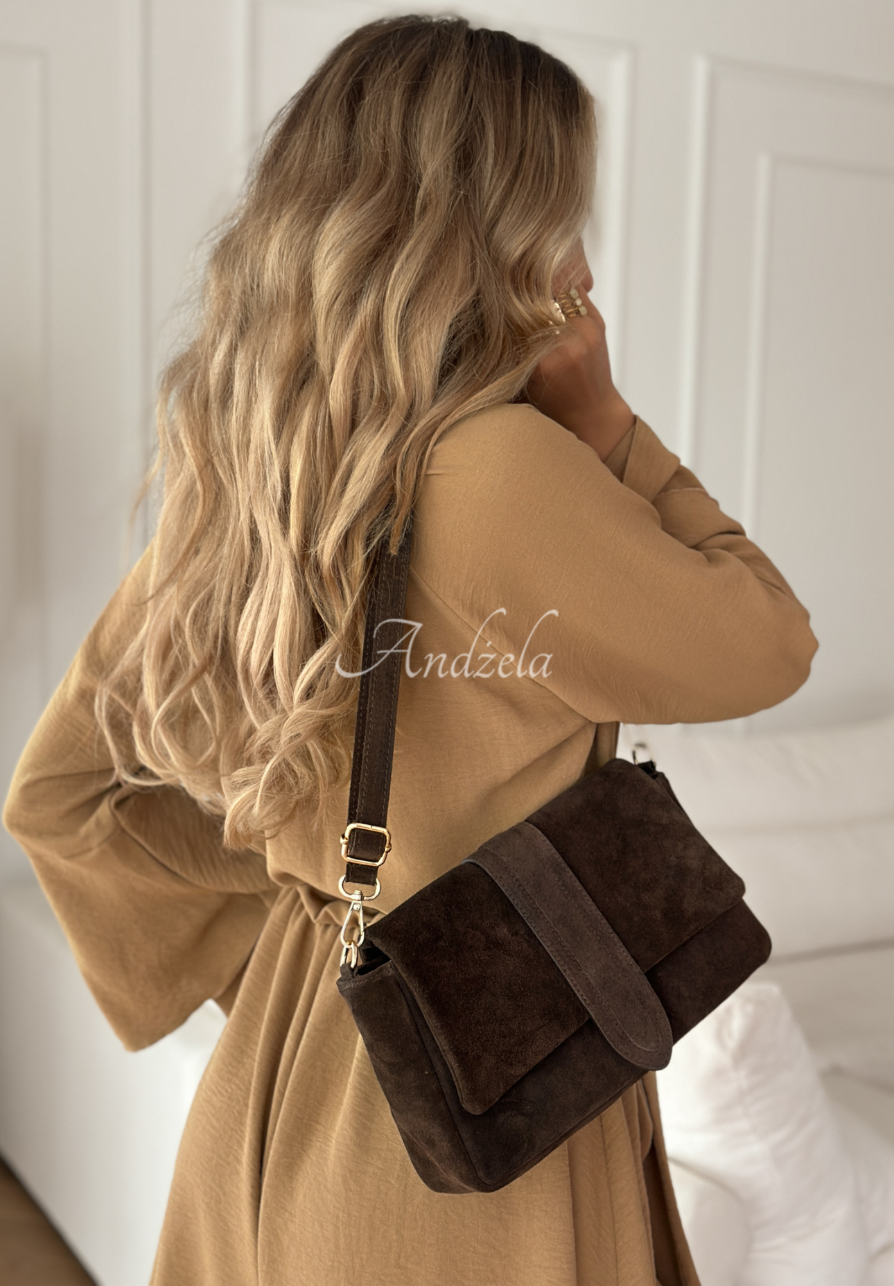 Unexpected Success chocolate suede handbag