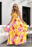 Plisowana sukienka we wzory Elevate Your Everyday bananowo-różowa