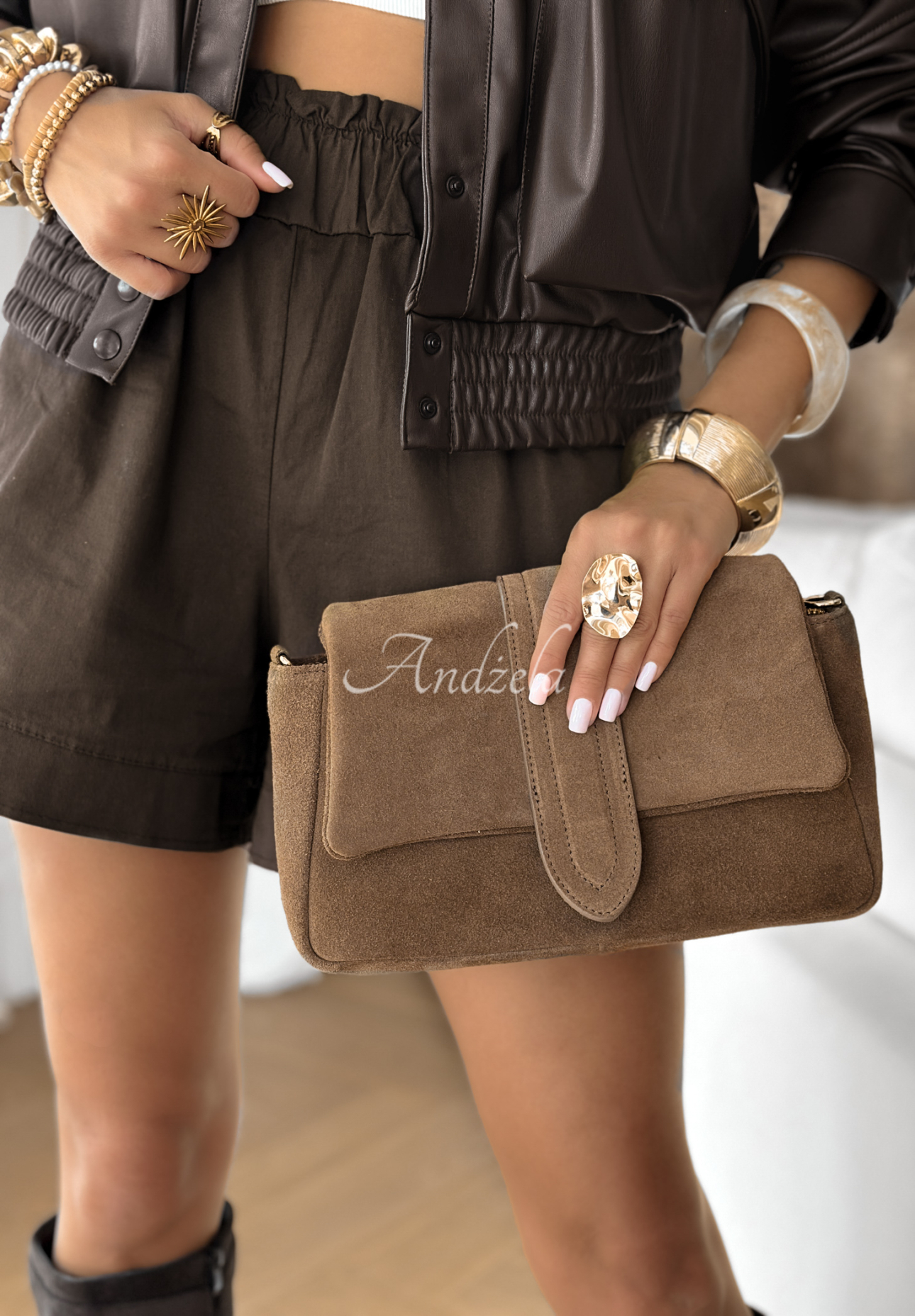 Zamszowa torebka Unexpected Success mokka