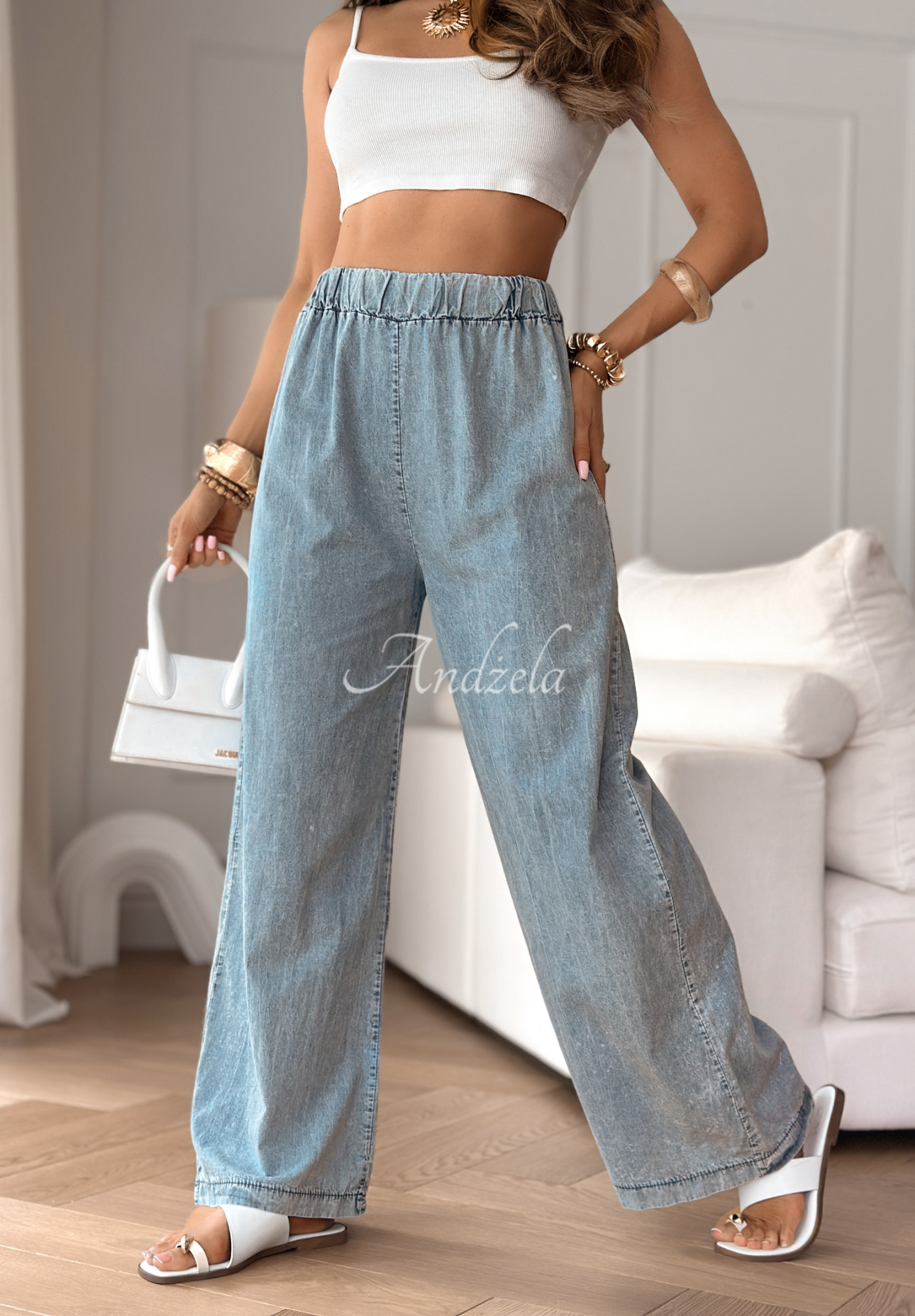 To Be Wonderful light blue denim pants