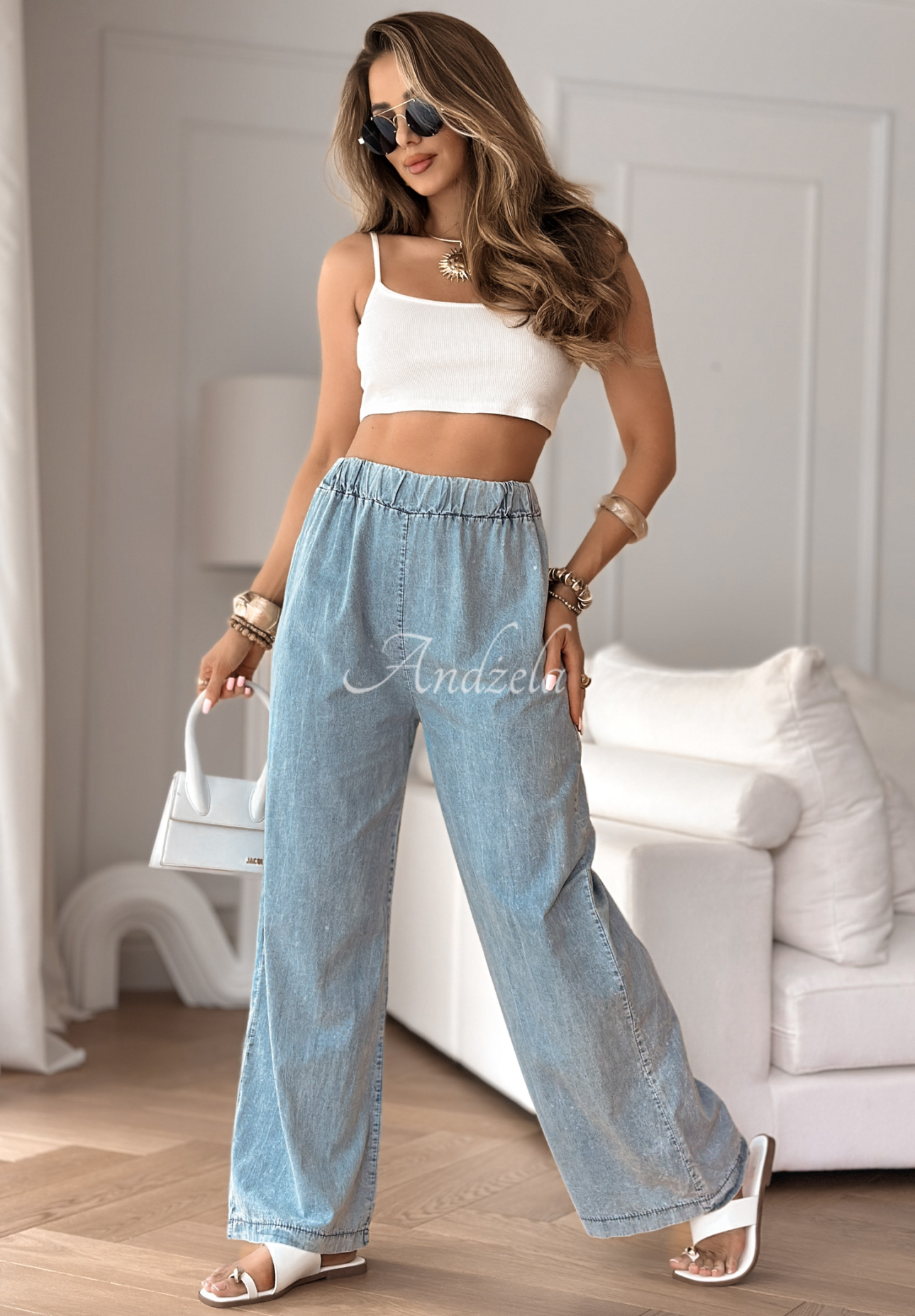 To Be Wonderful light blue denim pants