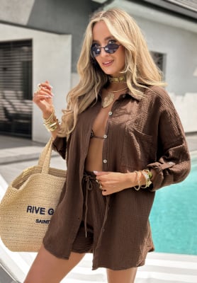 Elisabetta chocolate muslin shirt