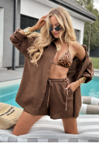 Muślinowe krótkie spodenki Campfire Oasis czekoladowe