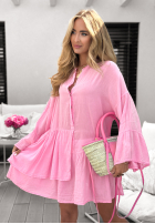 Koszula oversize z falbankami Free As The Ocean różowa