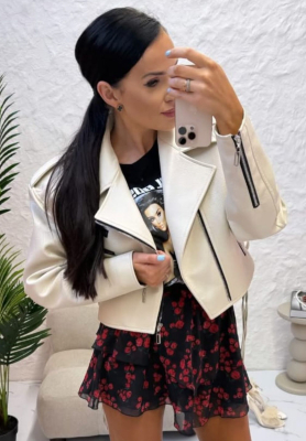 La Milla Really Notice beige leather ramones jacket