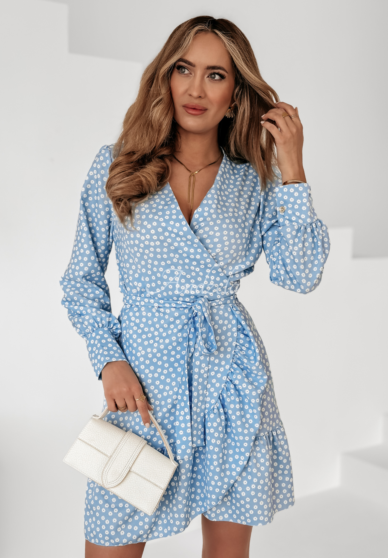 Lil Flowers blue floral envelope dress