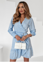 Kopertowa sukienka w kwiaty Lil Flowers niebieska