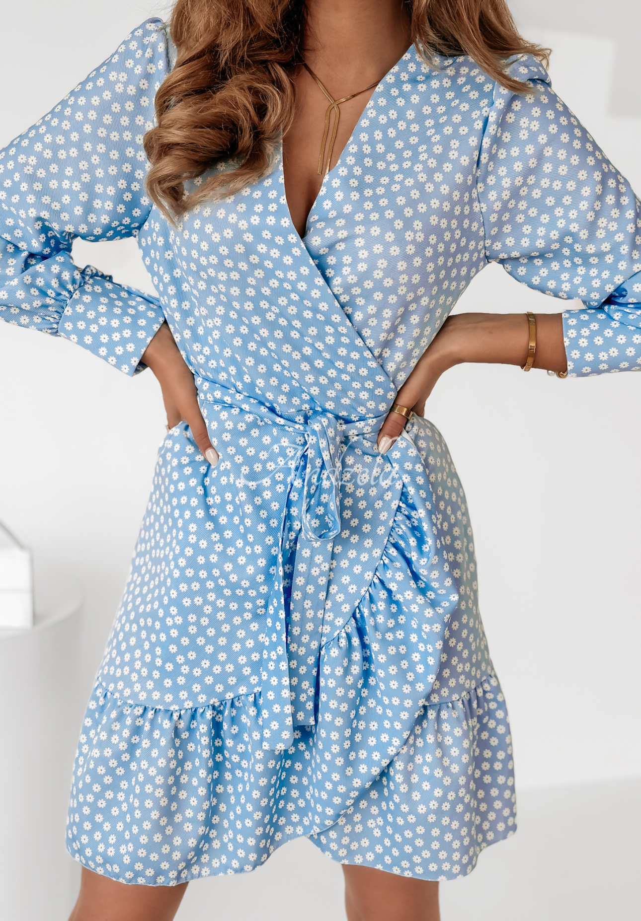 Lil Flowers blue floral envelope dress