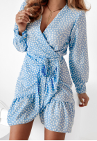 Kopertowa sukienka w kwiaty Lil Flowers niebieska