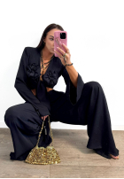 Komplet koszula i spodnie wide leg La Milla Remembers Everything czekoladowy