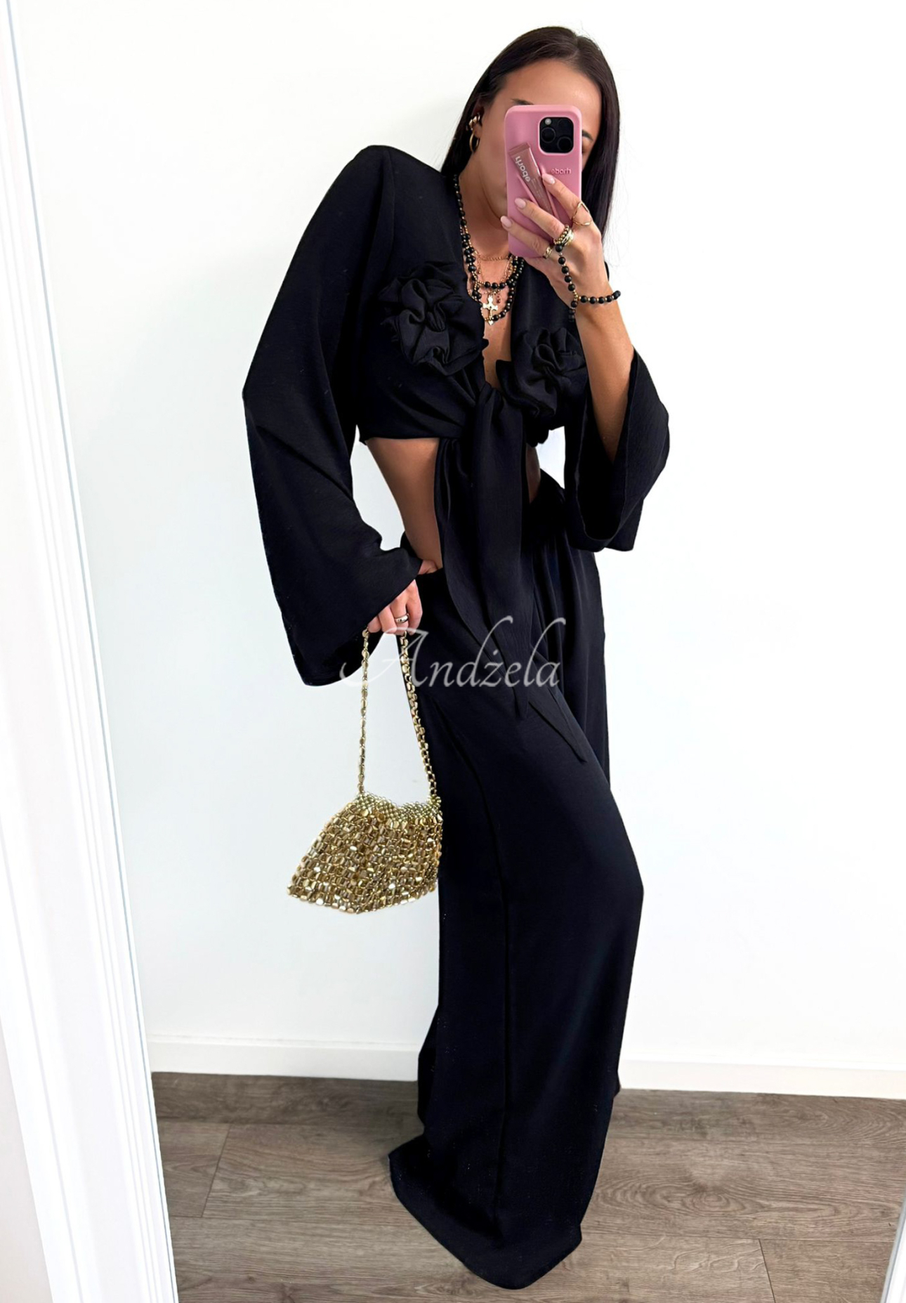 La Milla Remembers Everything black wide leg shirt and pants set