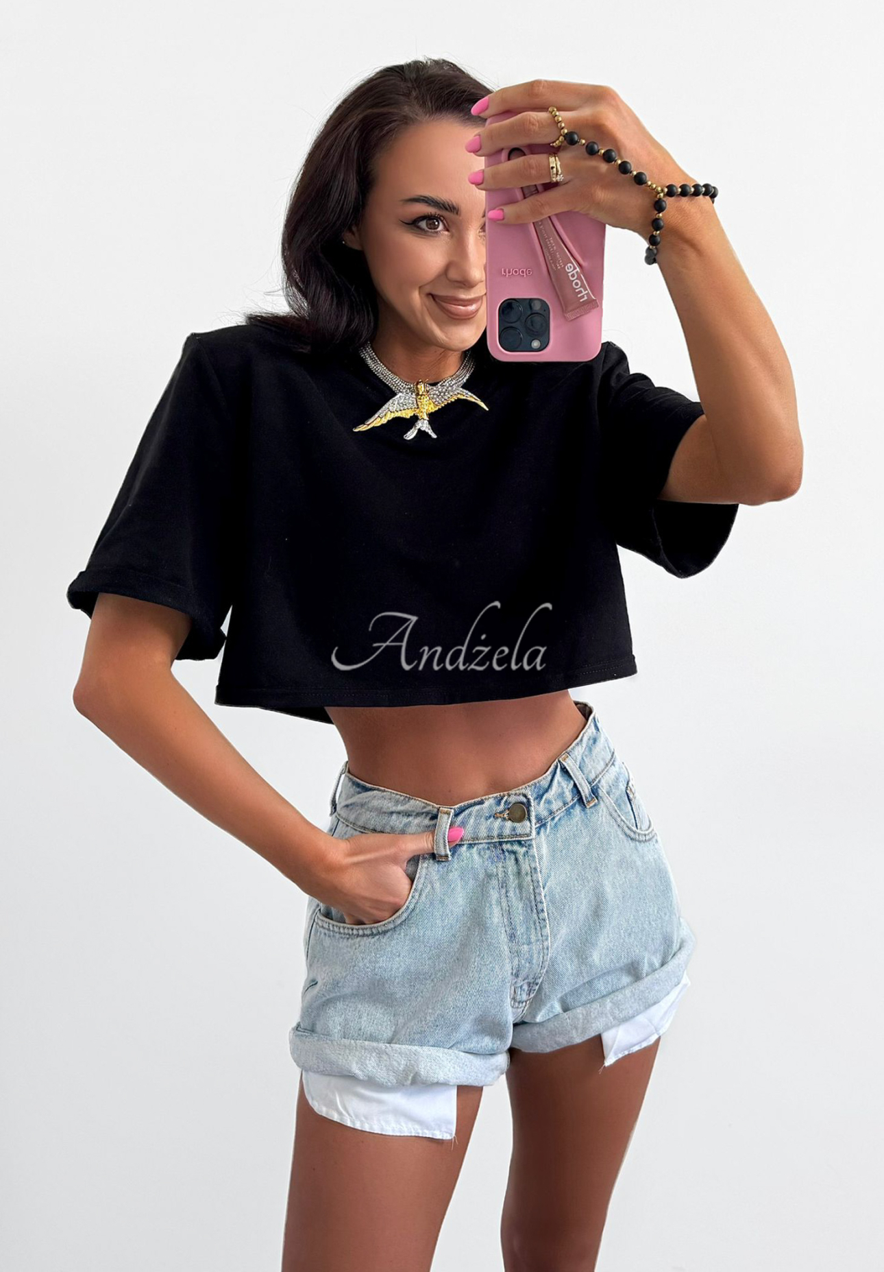 Wiskozowy krótki T-shirt La Milla Basic Rush czarny