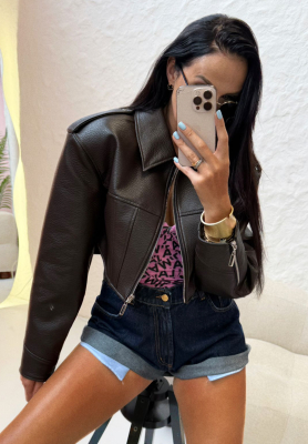 La Milla Maple City chocolate short leather jacket