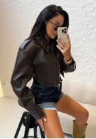 Krótka skórzana kurtka La Milla Maple City czekoladowa