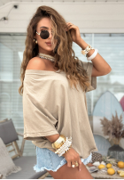 T-shirt oversize Need To Breathe ciemnobeżowy