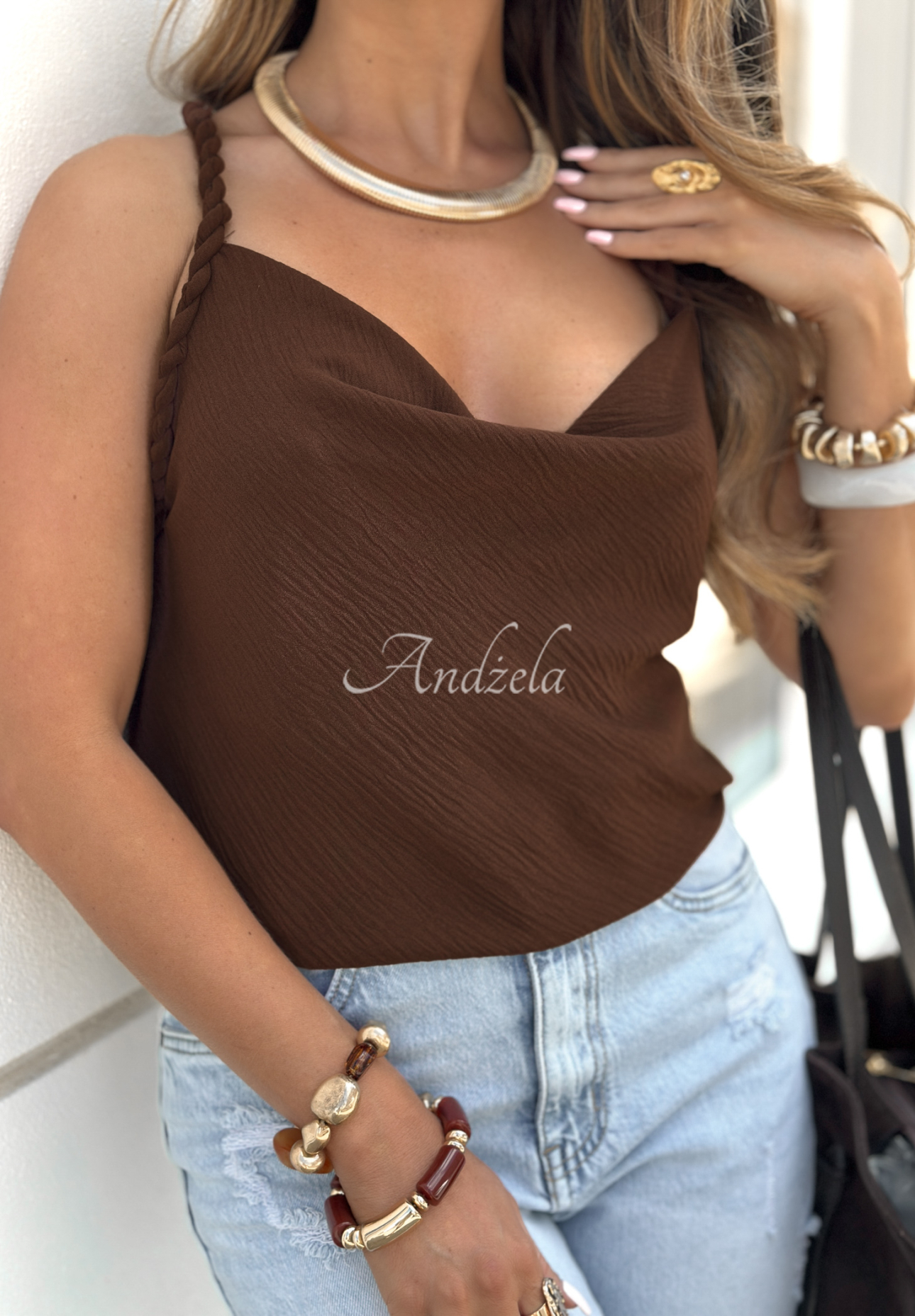 Braidy Twirls strapless top chocolate