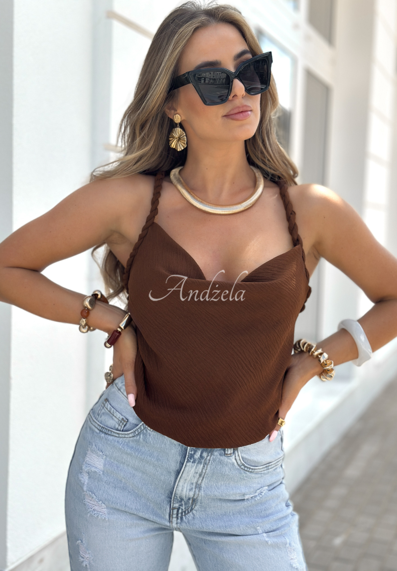 Braidy Twirls strapless top chocolate
