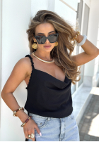 Top na ramiączkach Braidy Twirls czarny