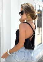 Top na ramiączkach Braidy Twirls czarny