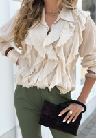 Koszula z falbankami Have To Recall beżowa