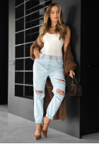 Spodnie jeansowe z przetarciami Miss Ripps jasnoniebieskie