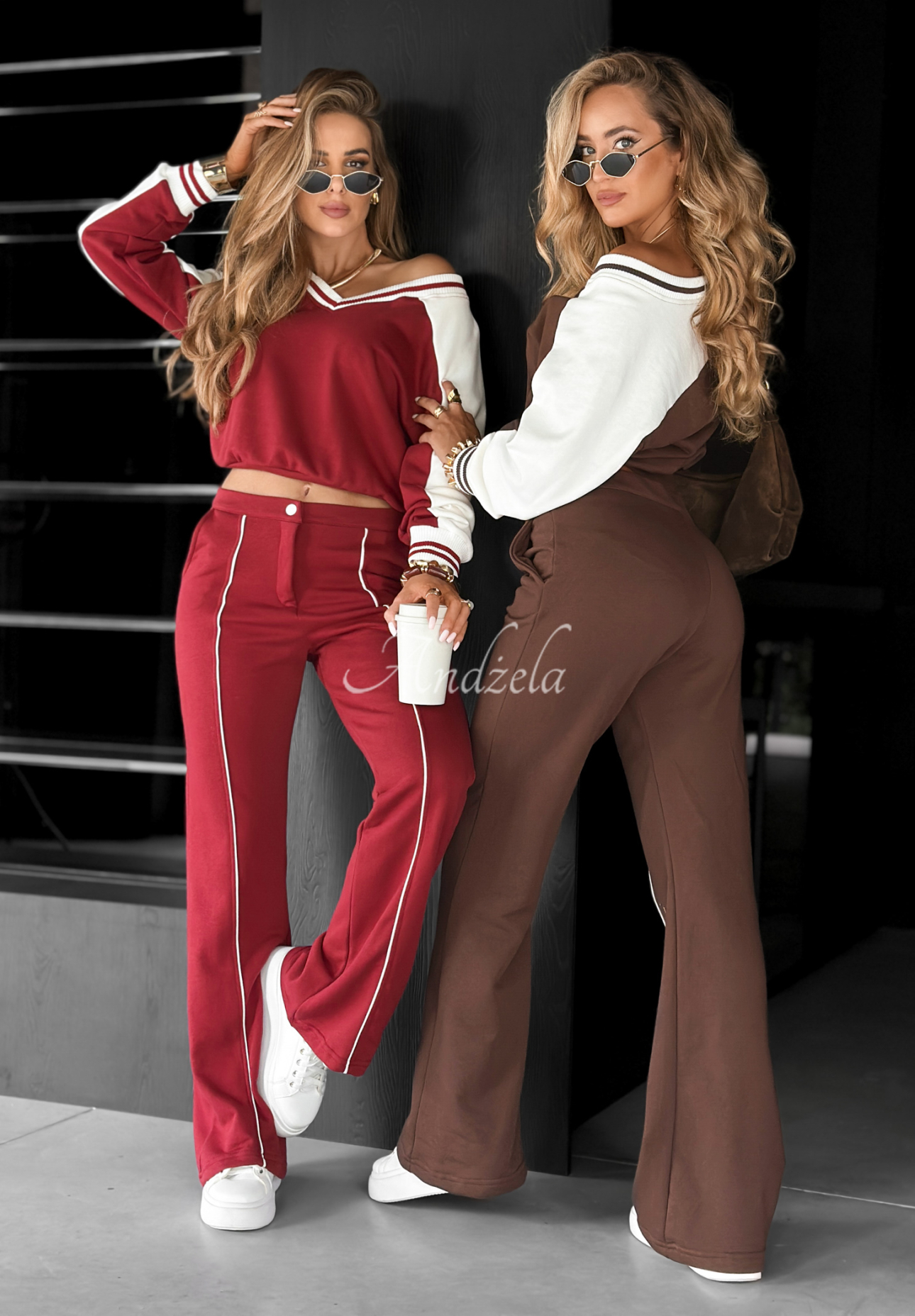 Komplet bluza i spodnie Moment To Think burgundowy