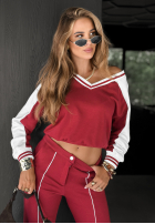 Komplet bluza i spodnie Moment To Think burgundowy