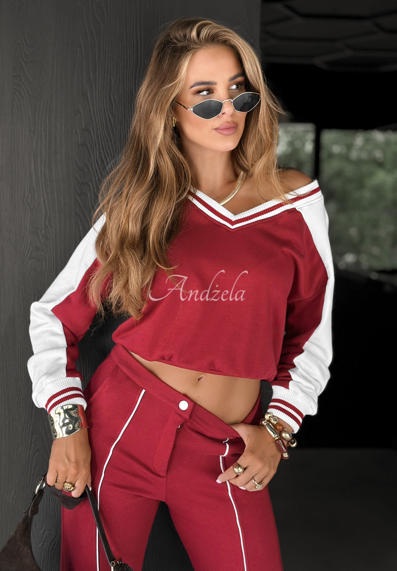Moment To Think sweatshirt and pants set burgundy