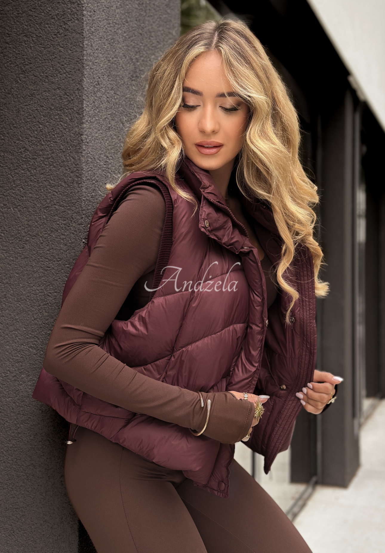 I Said Something burgundy down vest