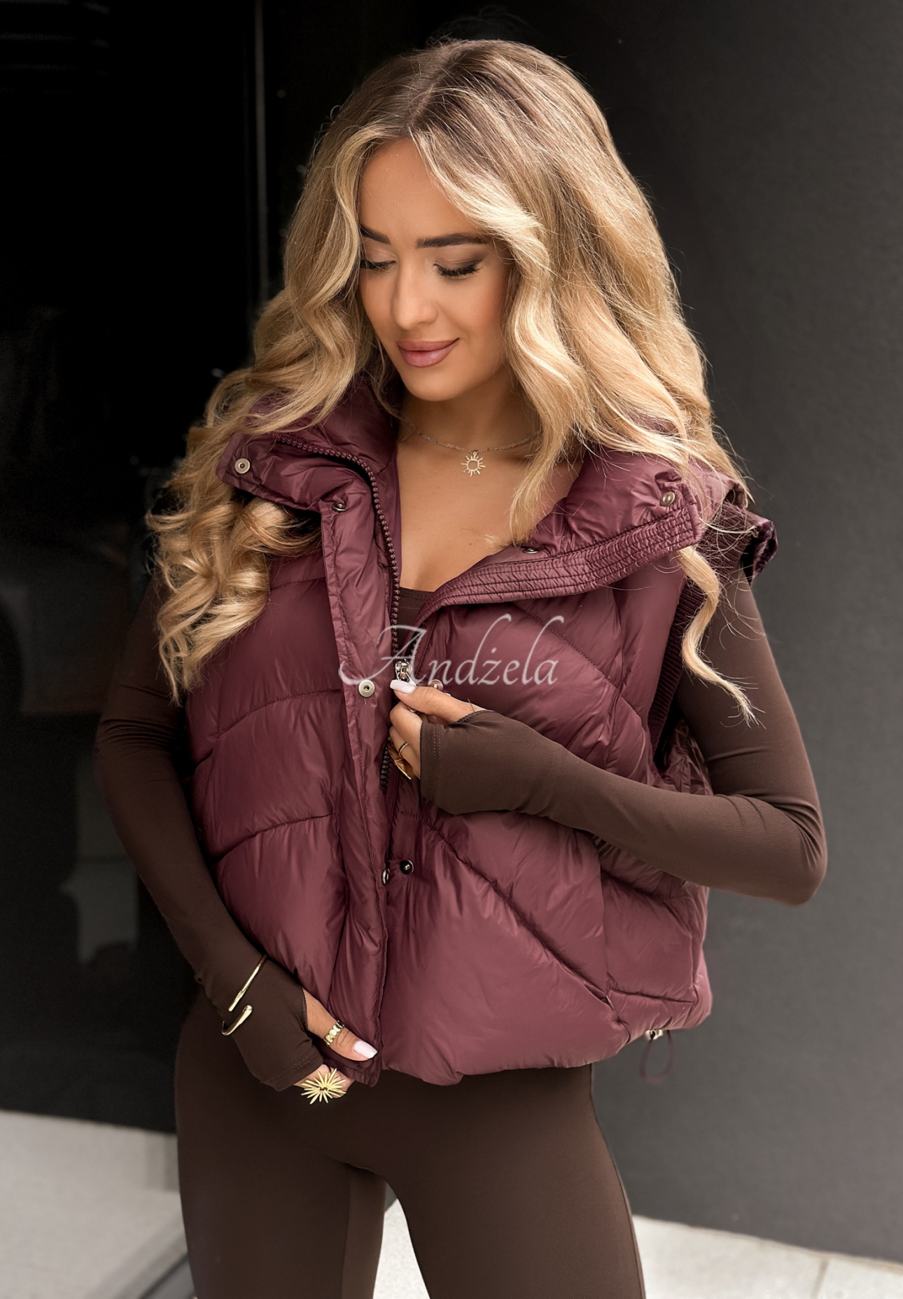 I Said Something burgundy down vest