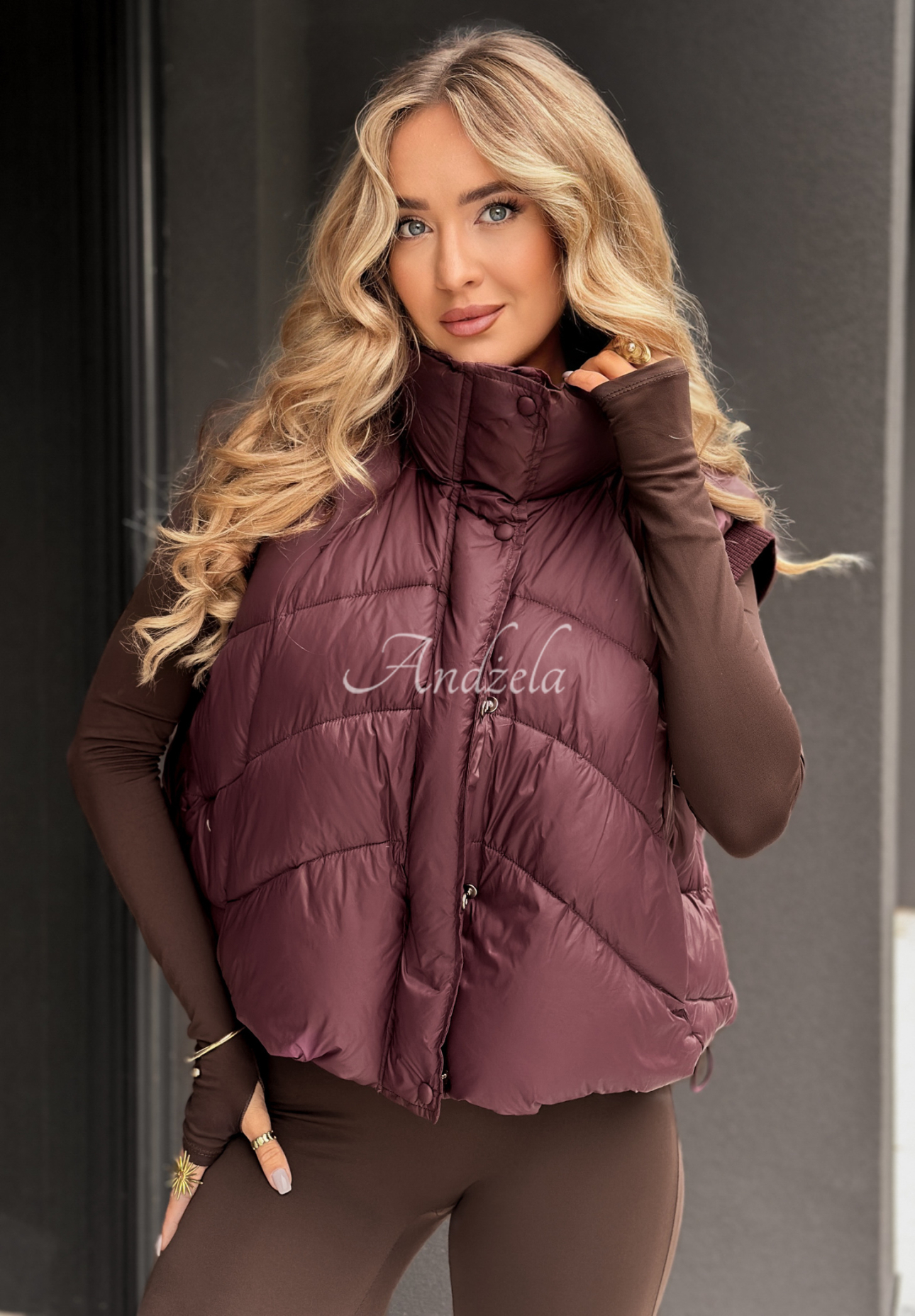 I Said Something burgundy down vest