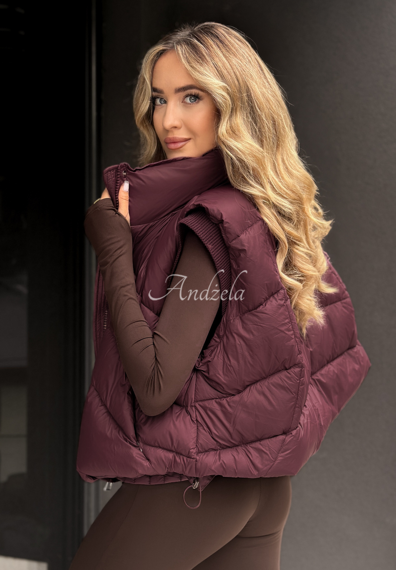 I Said Something burgundy down vest