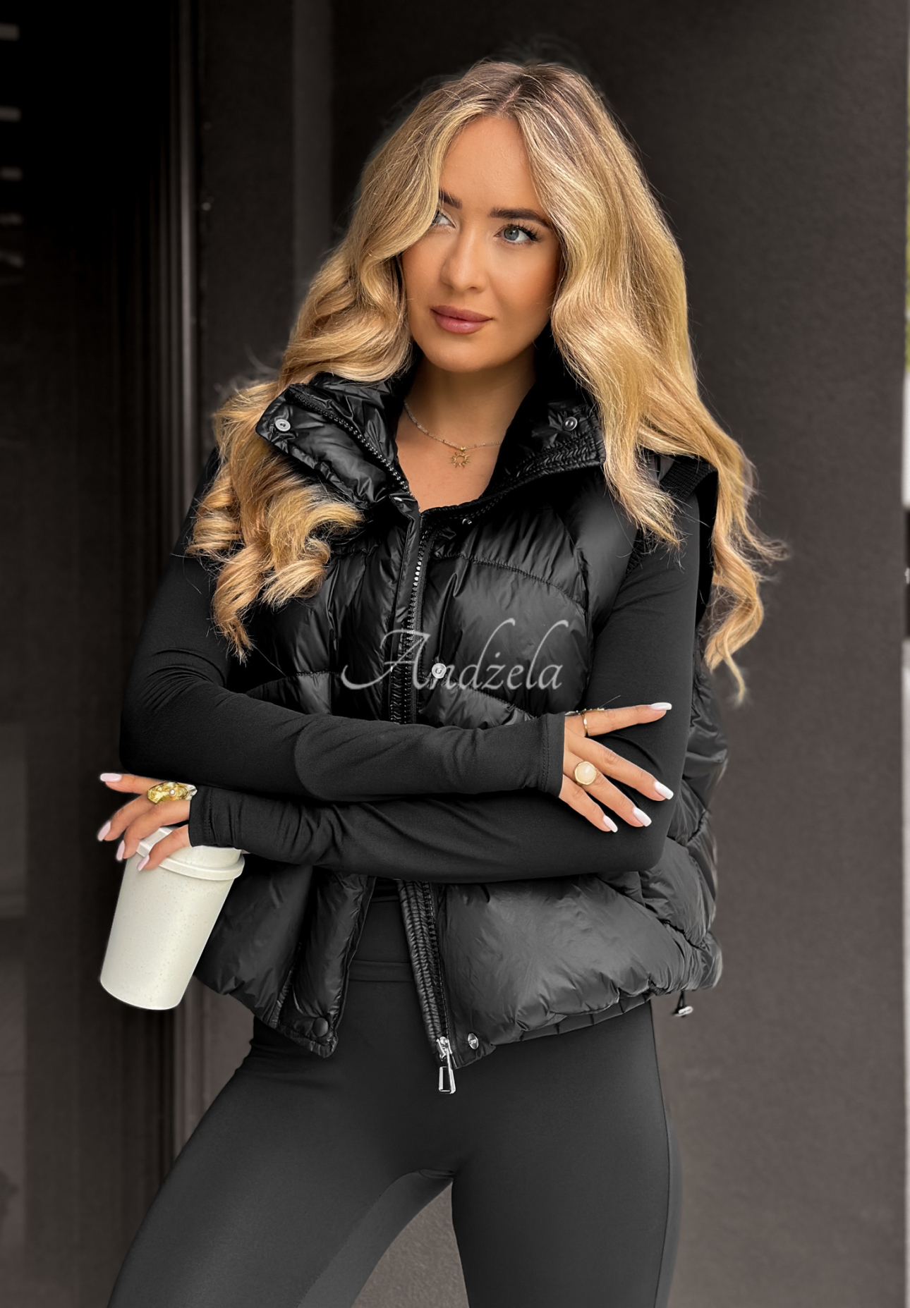 Puchowa kamizelka I Said Something czarna