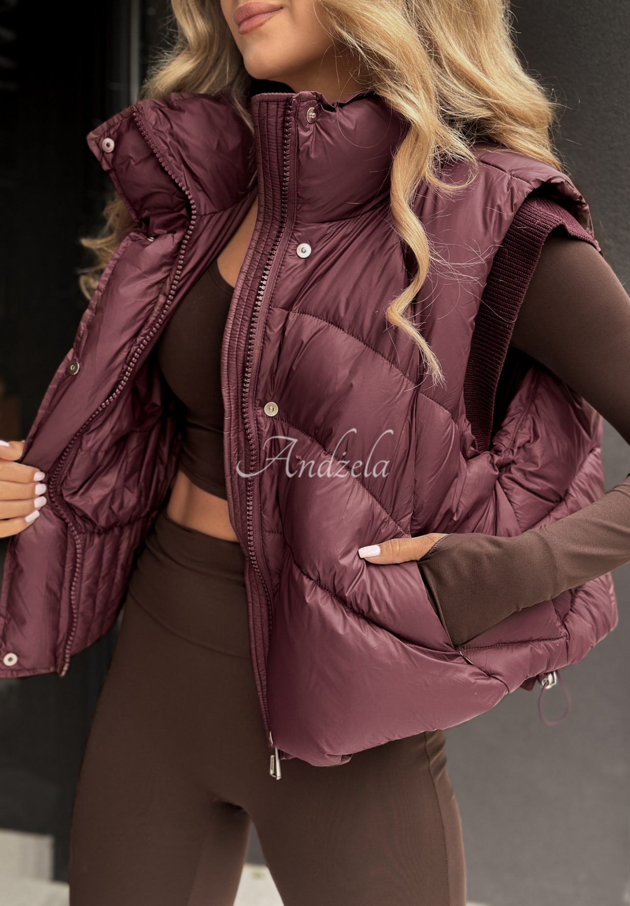 I Said Something burgundy down vest