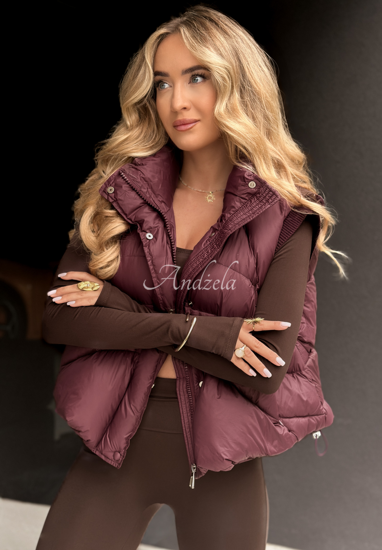 I Said Something burgundy down vest