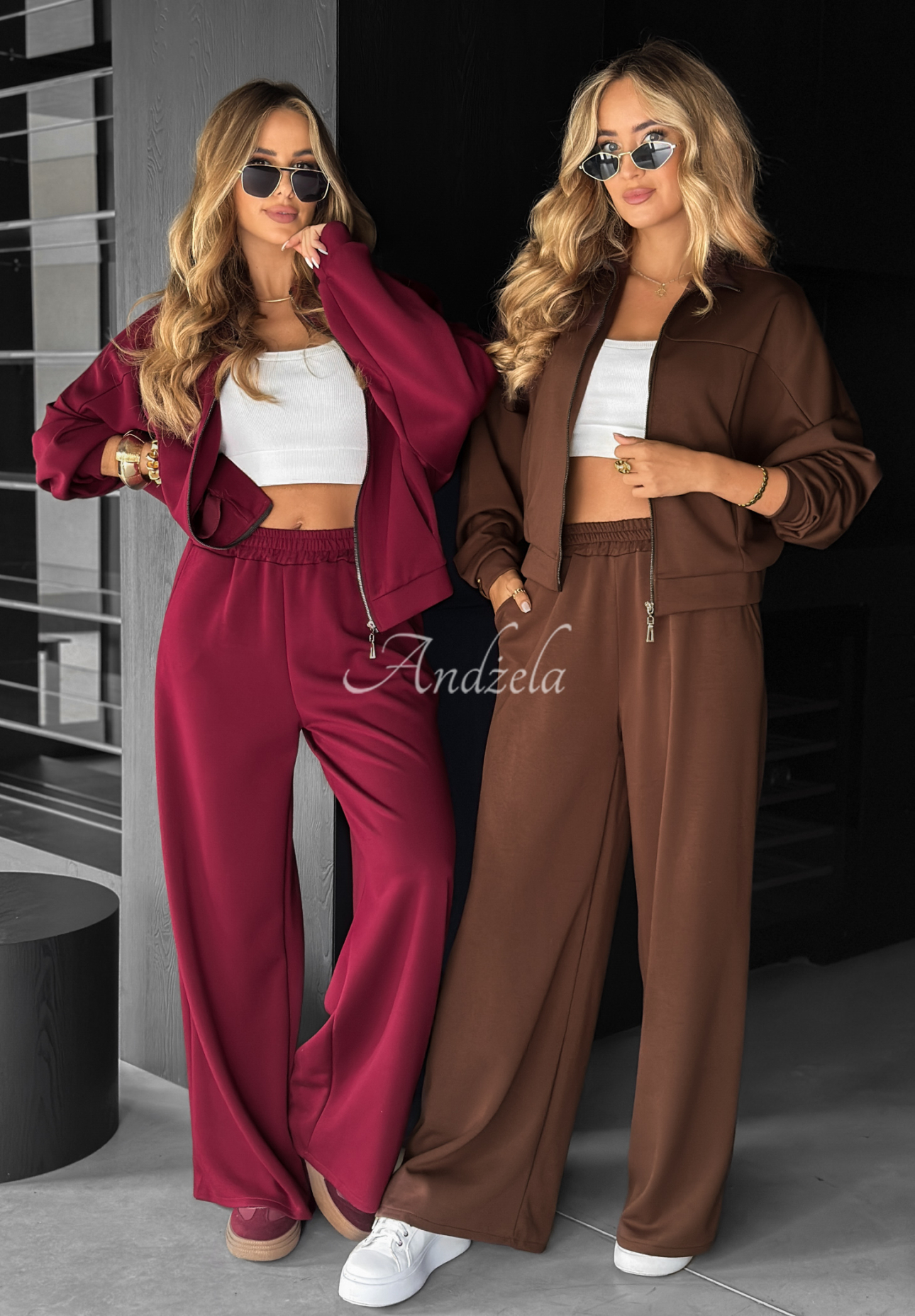 Viscose sweatshirt and pants set Now You See burgundy