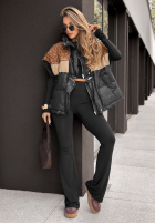 Puchowa kamizelka we wzory Just You czarno-brązowa