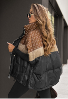 Puchowa kamizelka we wzory Just You czarno-brązowa