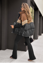 Puchowa kamizelka we wzory Just You czarno-brązowa