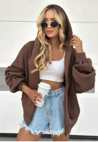 Bluza z kapturem oversize Don't Tell czekoladowa