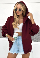 Bluza z kapturem oversize Don't Tell burgundowa