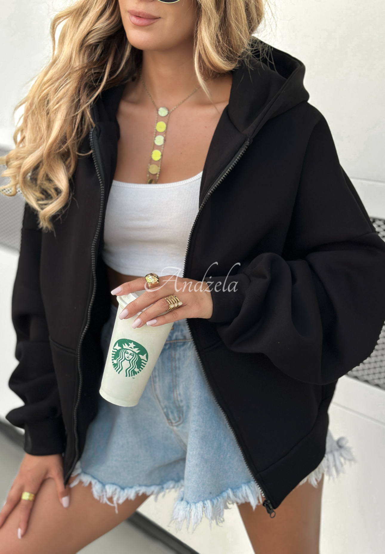 Bluza z kapturem oversize Don't Tell czarna