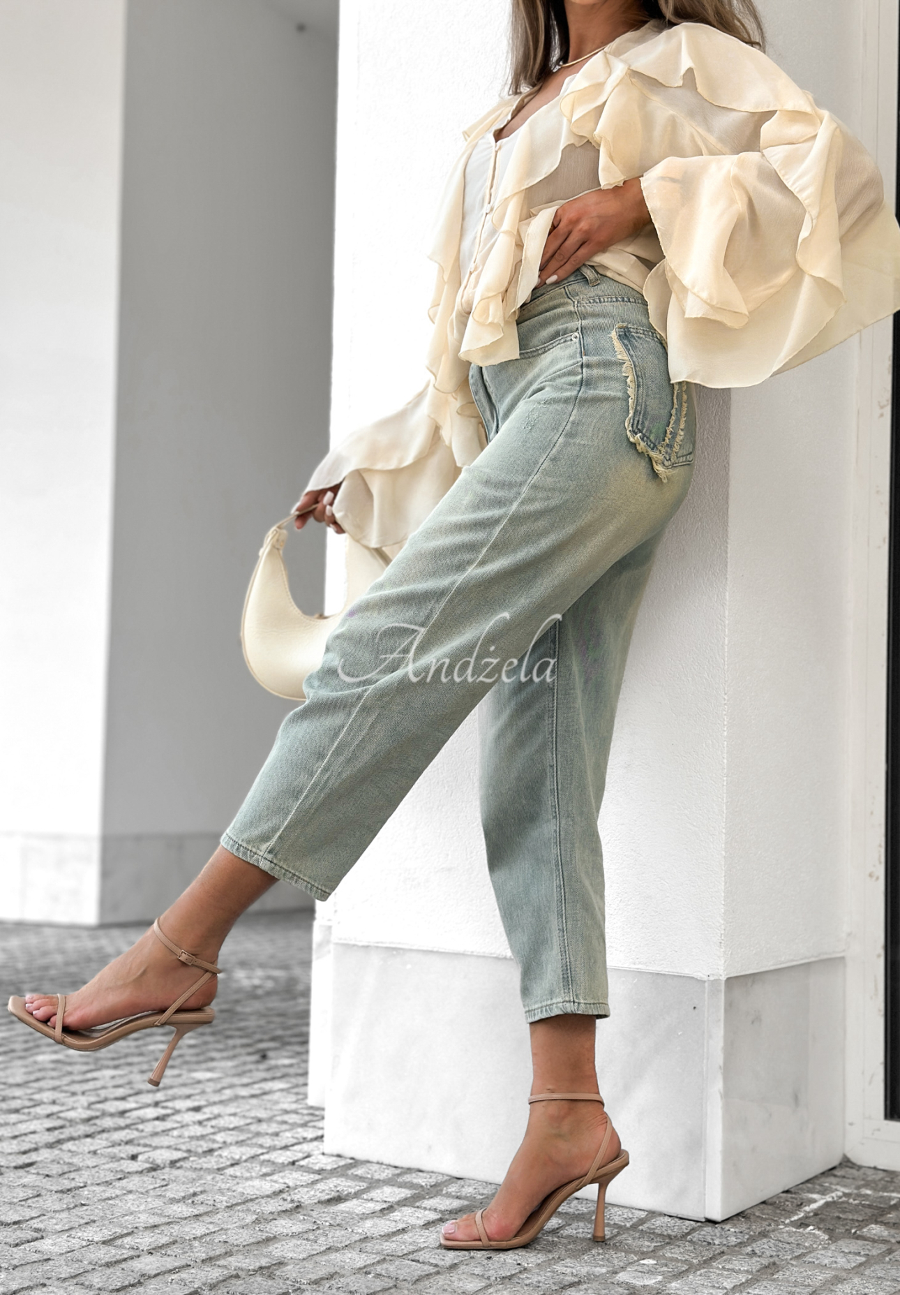 Jeans mom fit pants Try Again Later blue