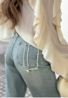 Spodnie jeansowe mom fit Try Again Later niebieskie