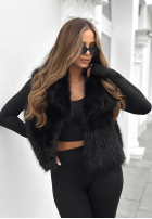 Krótka kamizelka futerko Talk Too Much czarna